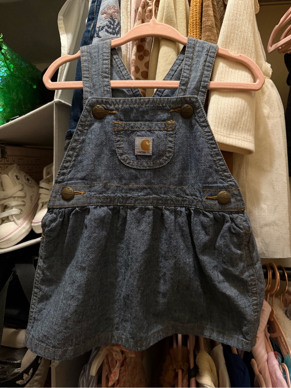 Carhartt Infant Girl 9m Blue Denim Overall Dress